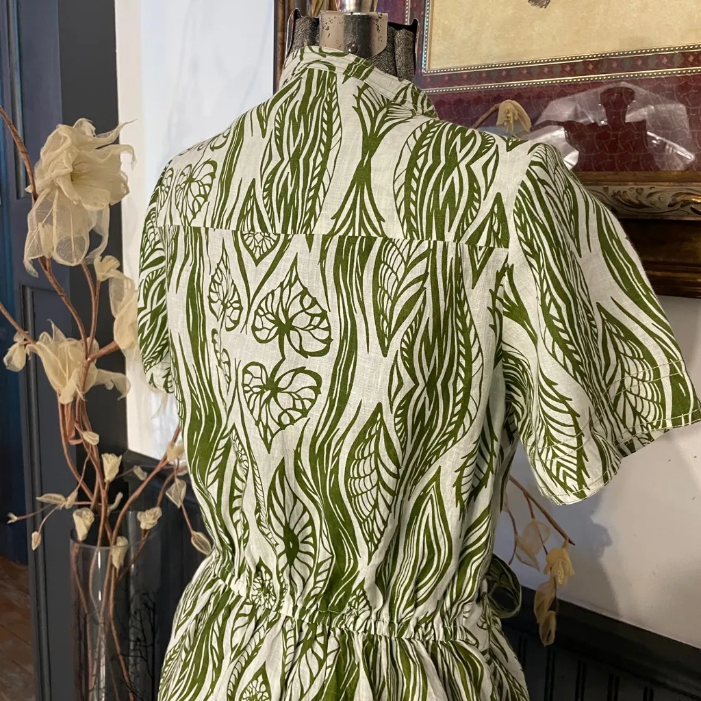 Olivia James The Label Austin Mini Dress In Lilypad Green 100% Linen - Image 9