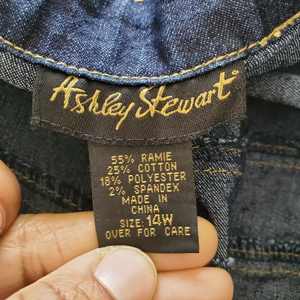 Ashley Stewart Dark Blue Zip Up Jean Jacket Size 14W - Image 7