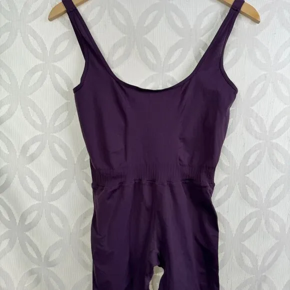 Free People Movement‎ Plum Seamless Bodysuit Jumpsuit Leggings Athleisure Size M Purple - Image 9