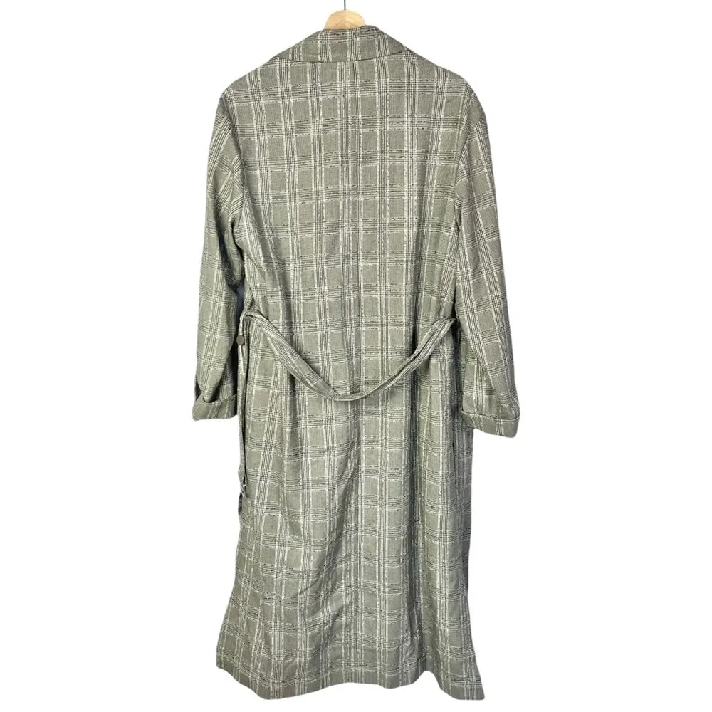 NEW TopShop Black & White Checkered Plaid Belted Mid Length Trench Coat 10 - Image 2