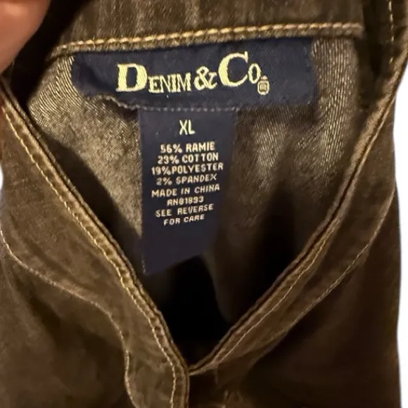 Denim & Co. Denim Belted Coat Size XL - Image 5