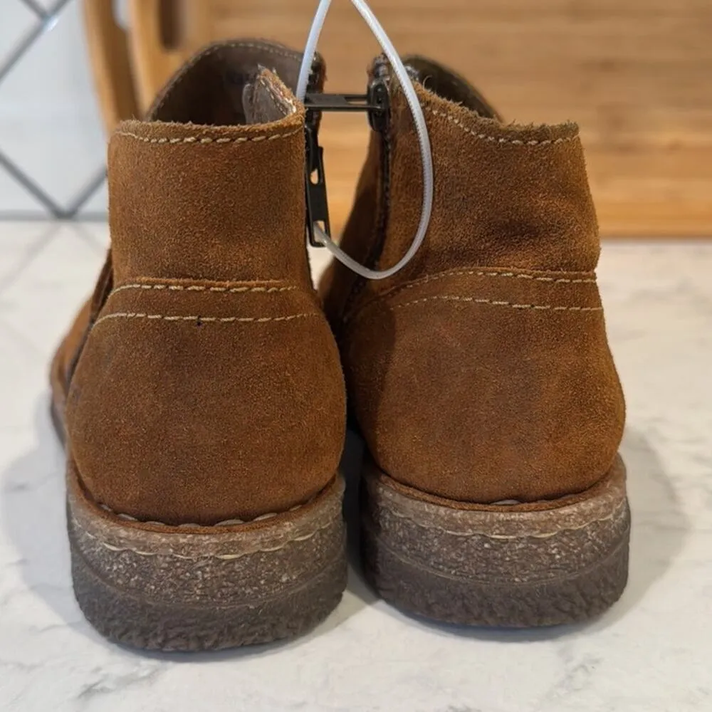 Born Tora Ankle Boots Glazed Ginger Distressed suede Round Toe Zip Size 7.5 Brown - Image 5