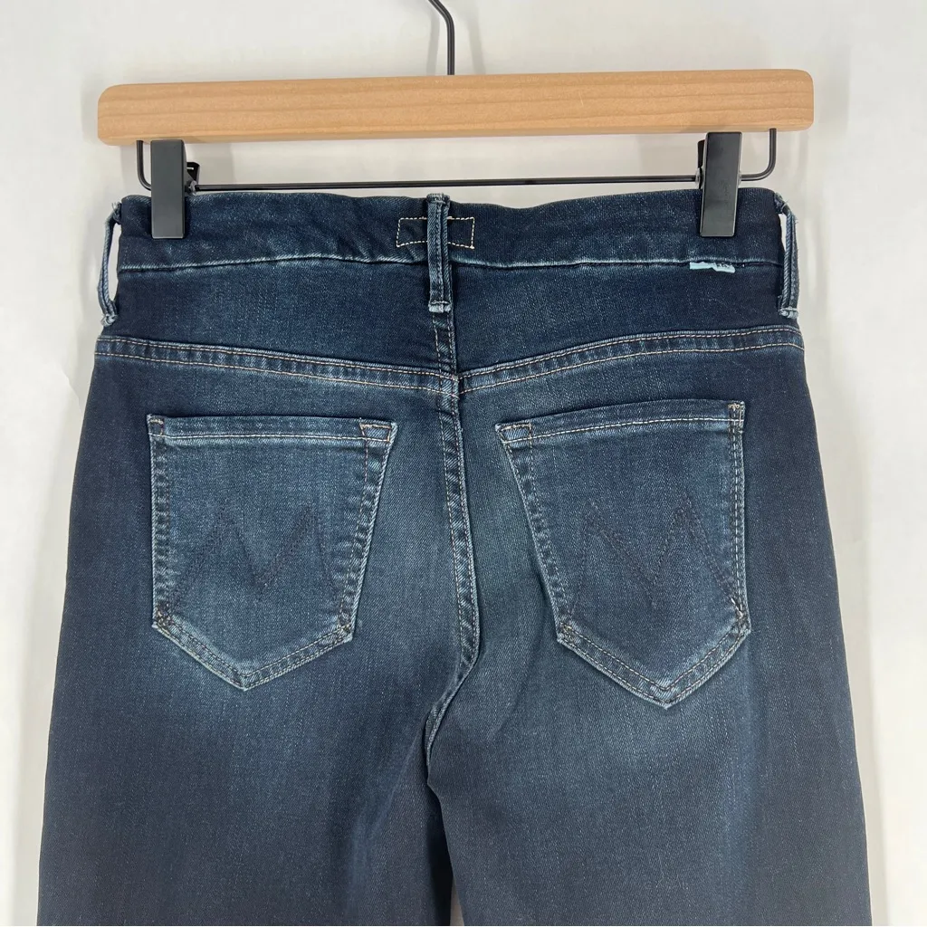 MOTHER High Waisted Looker Ankle Fray In Last Call Dark Wash Denim Jeans Size 25 Blue - Image 6