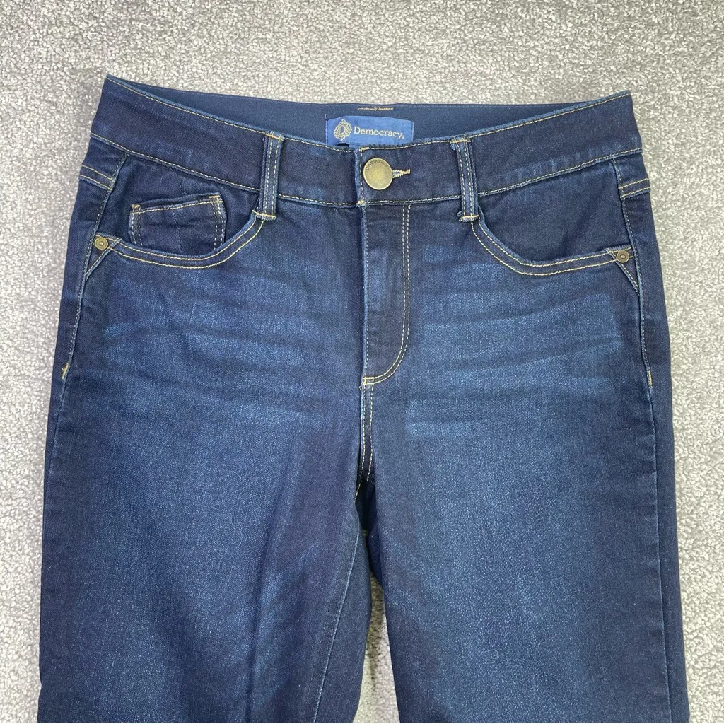 Democracy Jeans Women’s 8 Petite Blue Itty Bitty Bootcut Mid-Rise Dark Wash - Image 2