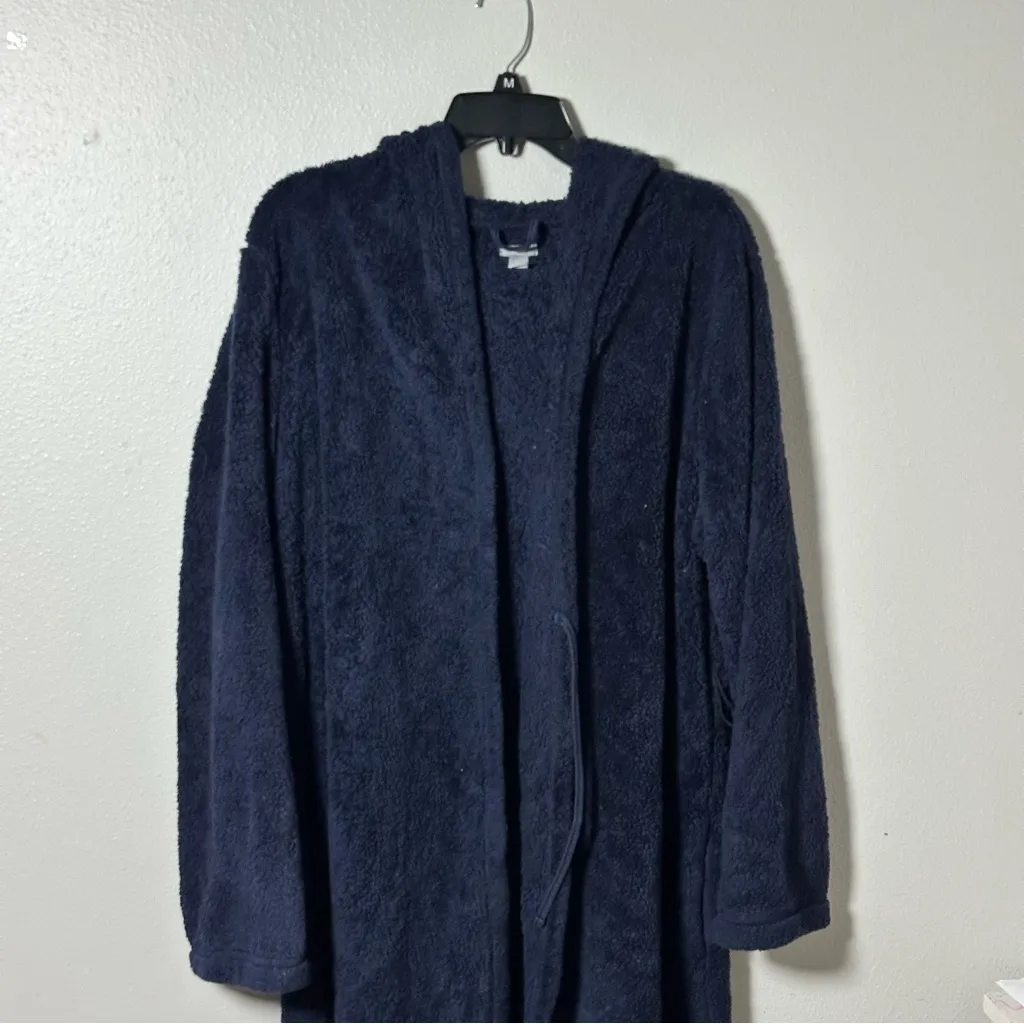 Aerie Women Navy Blue Plush Sherpa Hooded Wrap Robe size L/XL - Image 2