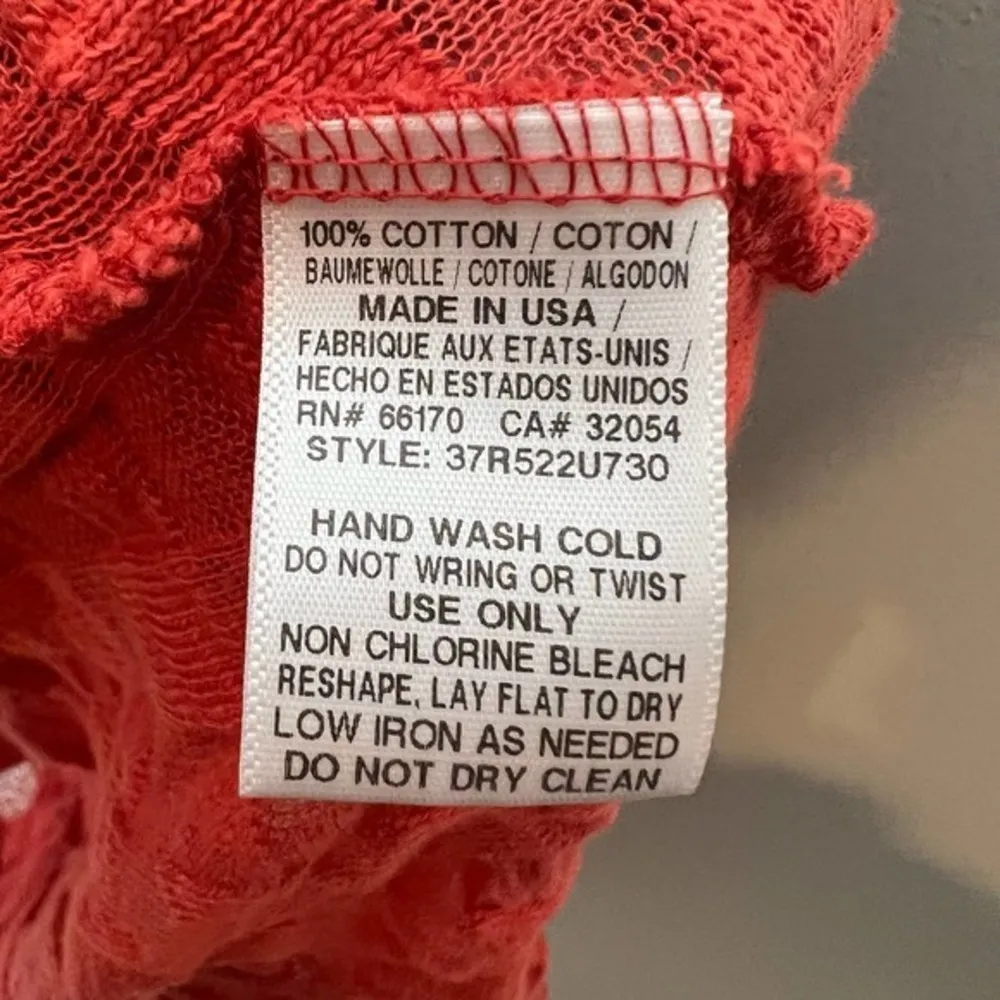 Free People asymmetrical high low orange cap sleeve short sleeve shirt sz large - Image 6