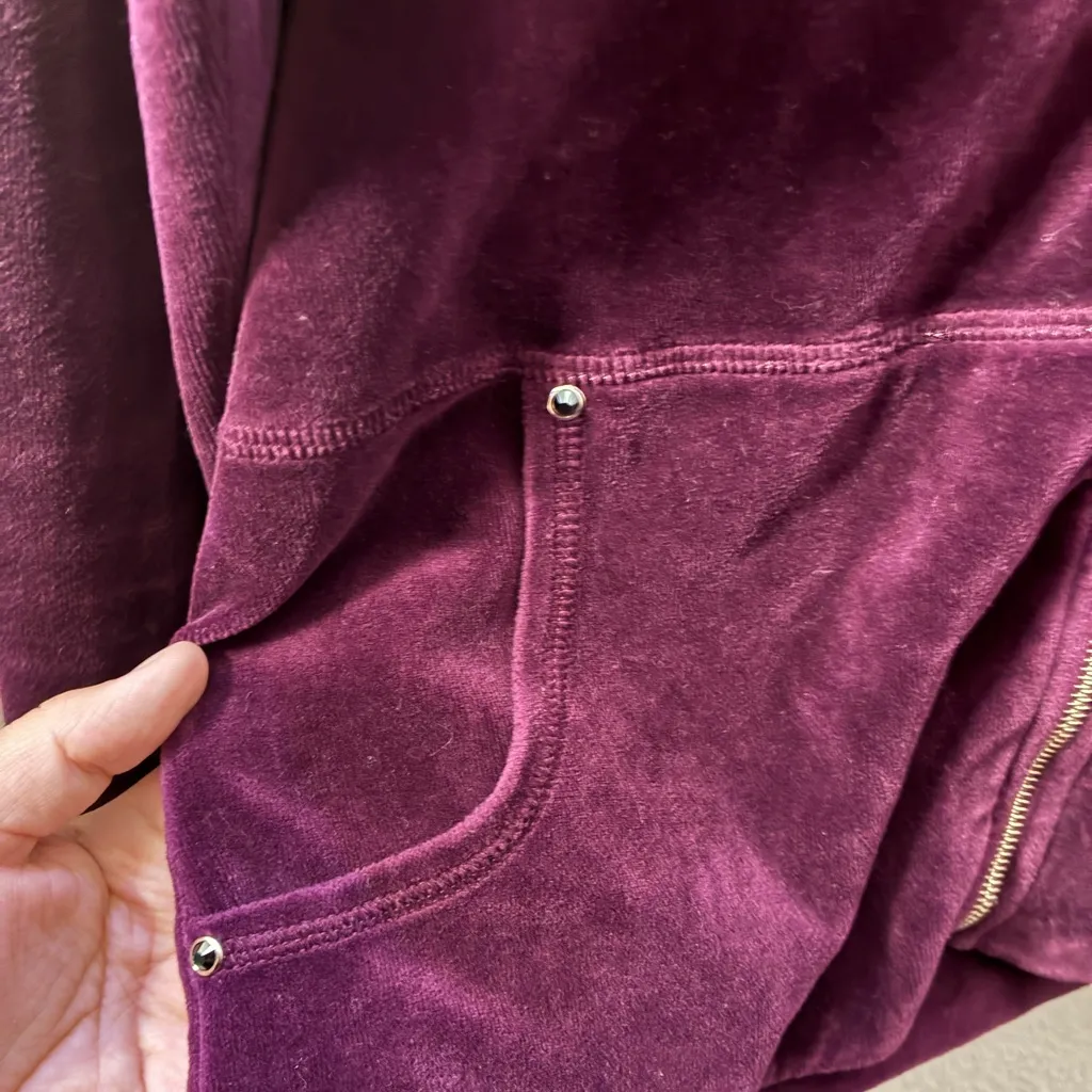Bejeweled By Susan Fixel Y2K Purple Velour Zip - Image 5