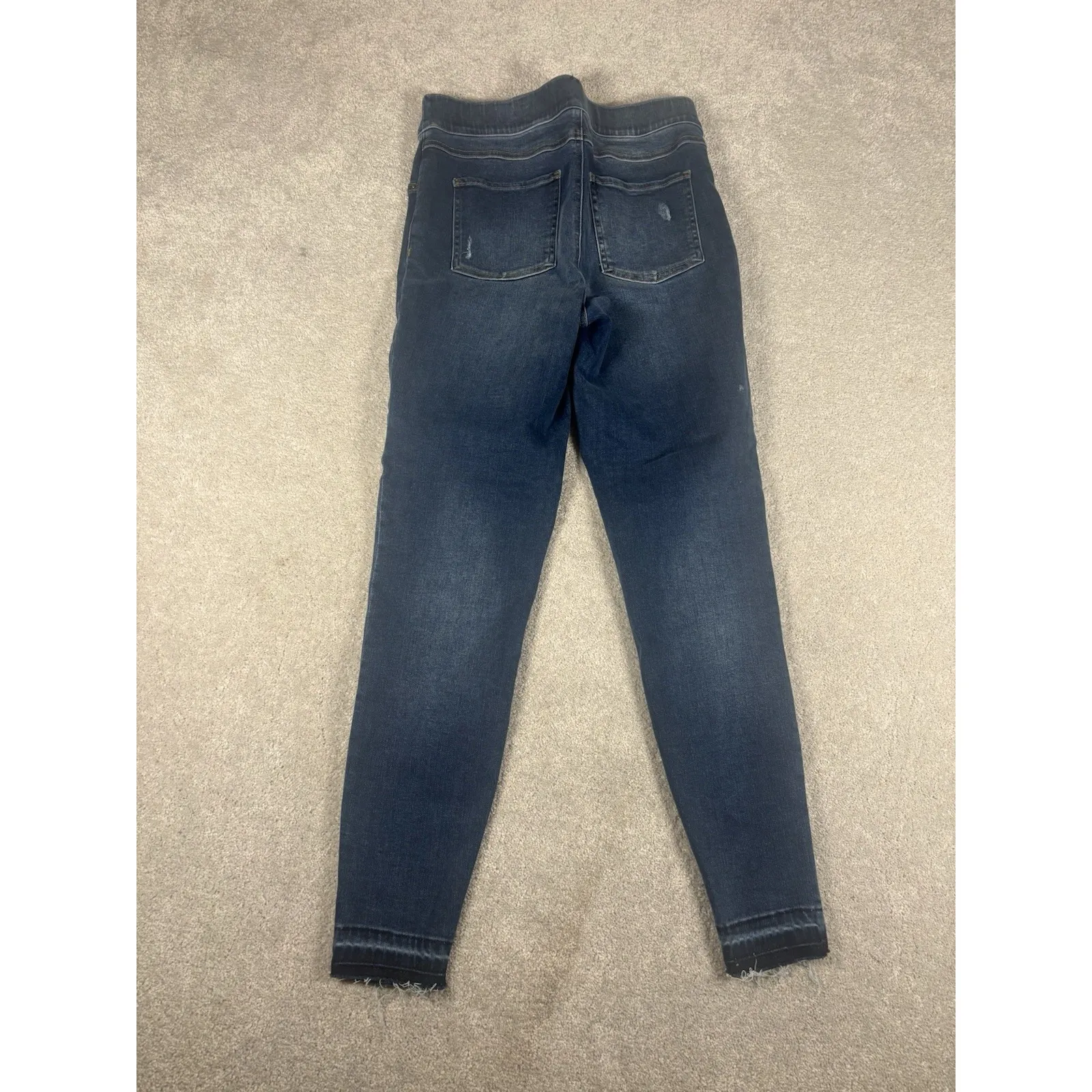 SPANX ANKLE SKINNY Distressed Blue Pull‎ On Jeans Jeggings #20203P Size Medium - Image 6