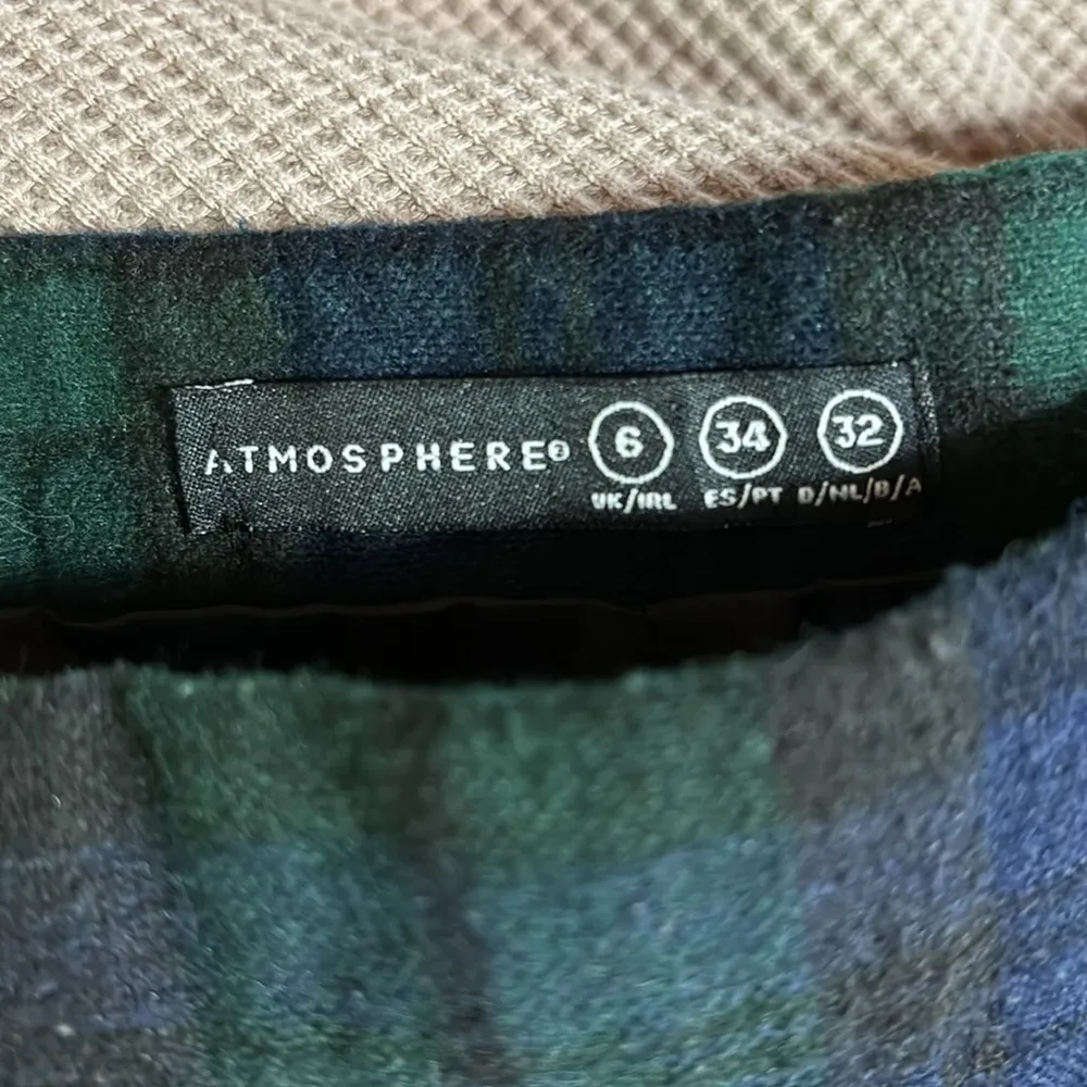 Atmosphere  Green & Navy Plaid Pleated Mini Skirt - Image 3