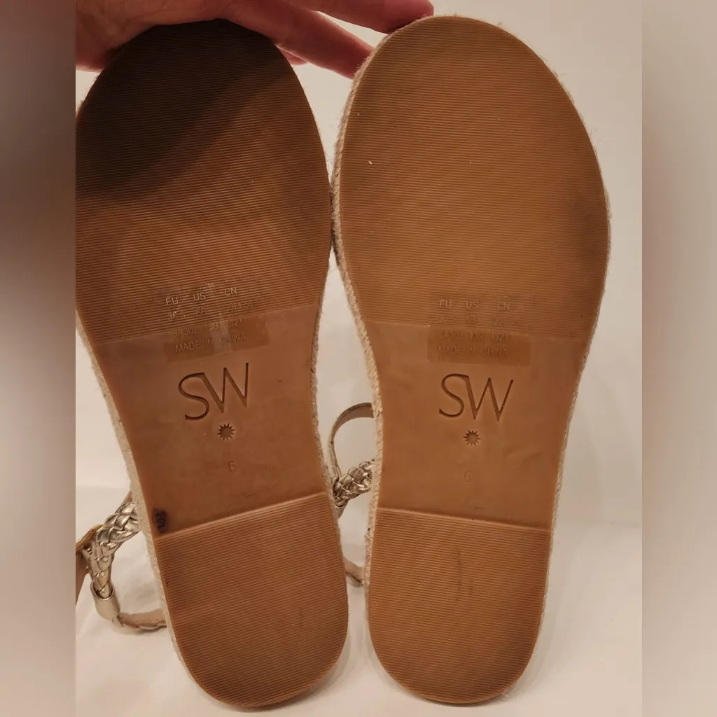 Stuart Weitzman Mykonos Gold Braided Espadrille Flatform Sandals Women’s Size 6 - Image 15