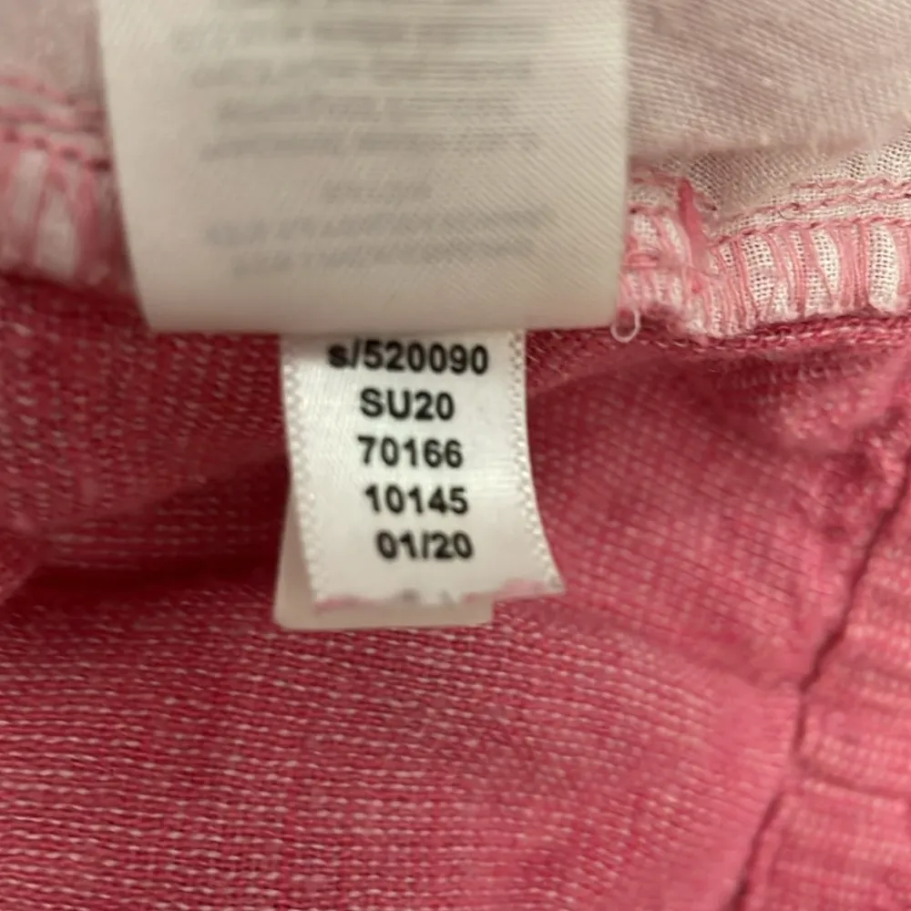 Outlet Pink Linen Elastic Drawstring Waist Pull On Shorts Size Medium - Image 7