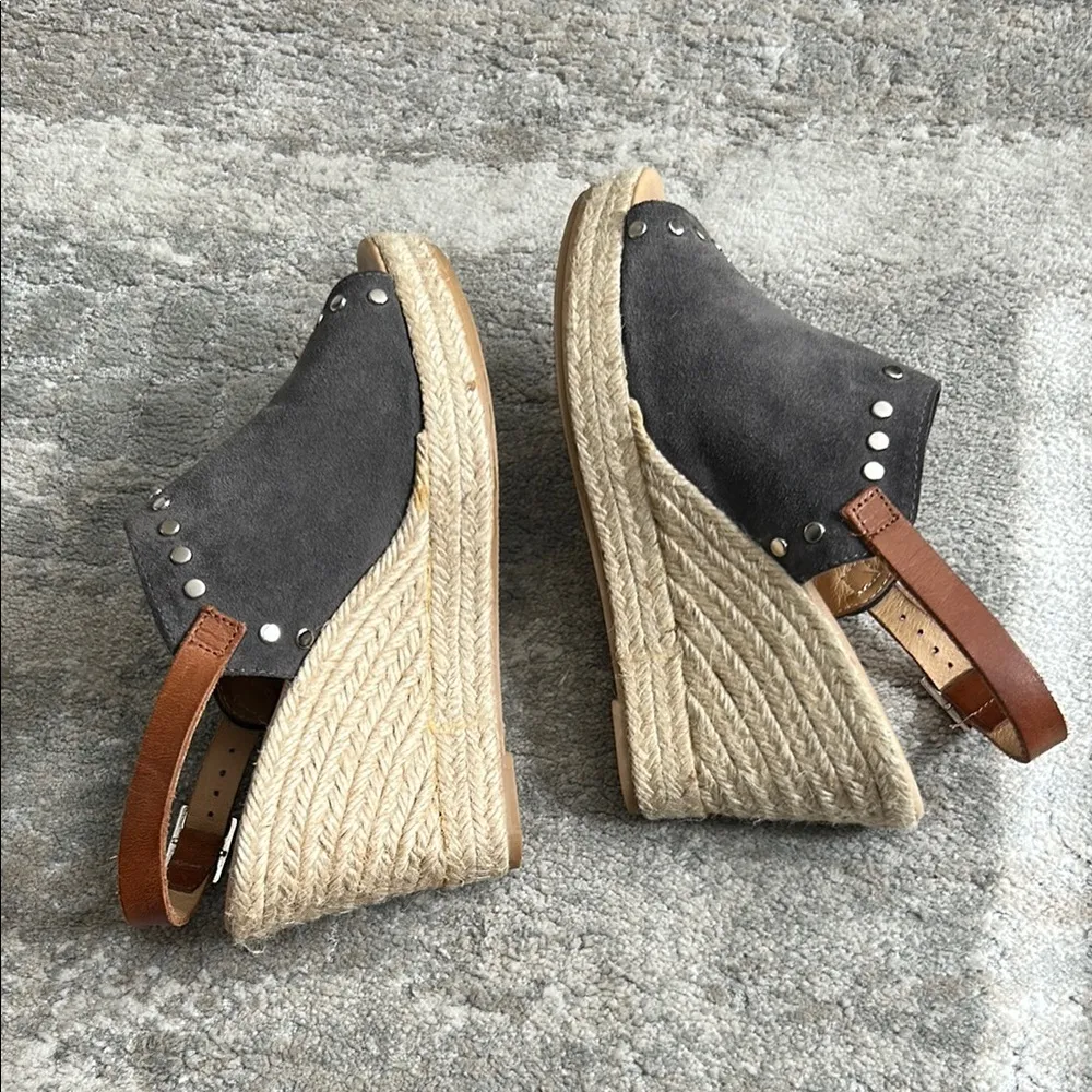 Patricia Green espadrilles women’s 8 rockstar gray Suede leather Wedge Sandals - Image 6