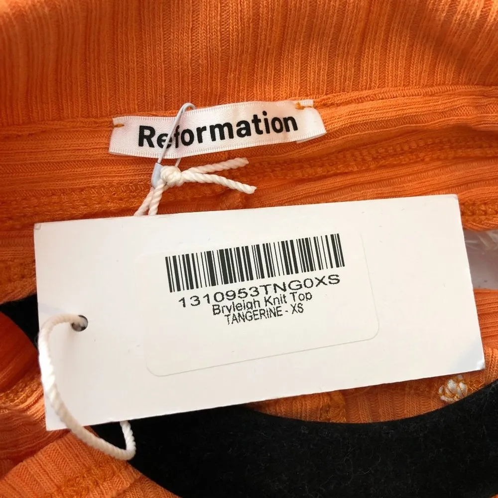 Reformation Womens Bryleigh Knit Top Halter Collar Ribbed Tangerine Orange XS - Image 3