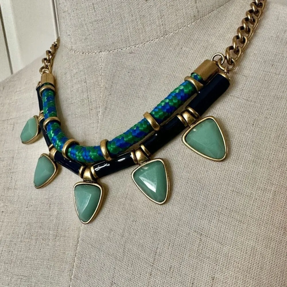 J. Crew jeweled enamel rope statement necklace Green - Image 2