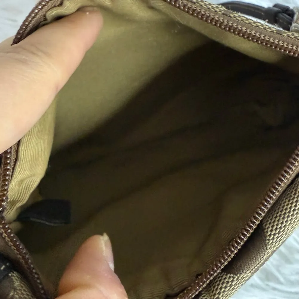 y2k COACH Turnlock Brown Signature Canvas Wristlet - Image 6