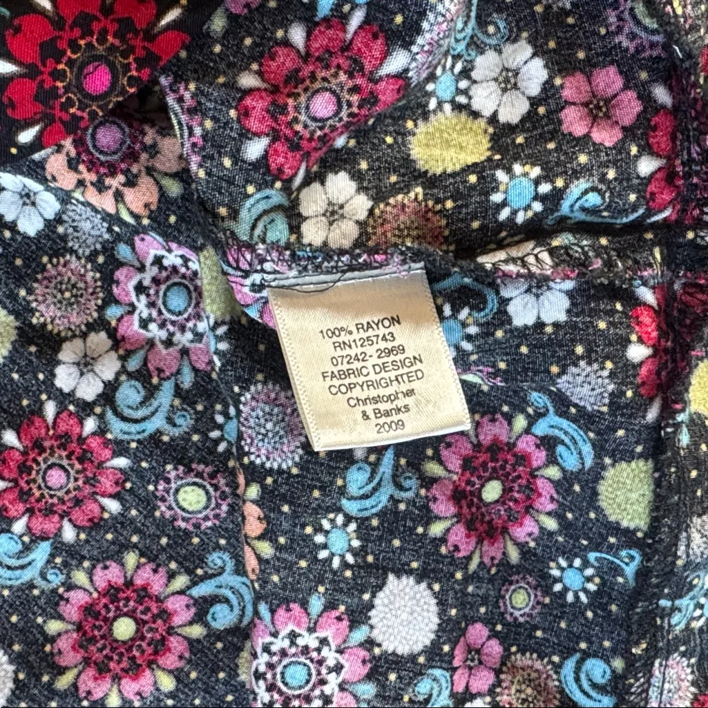 Christopher & Banks Black Multicolor Floral Skirt SIZE 8 - Image 4