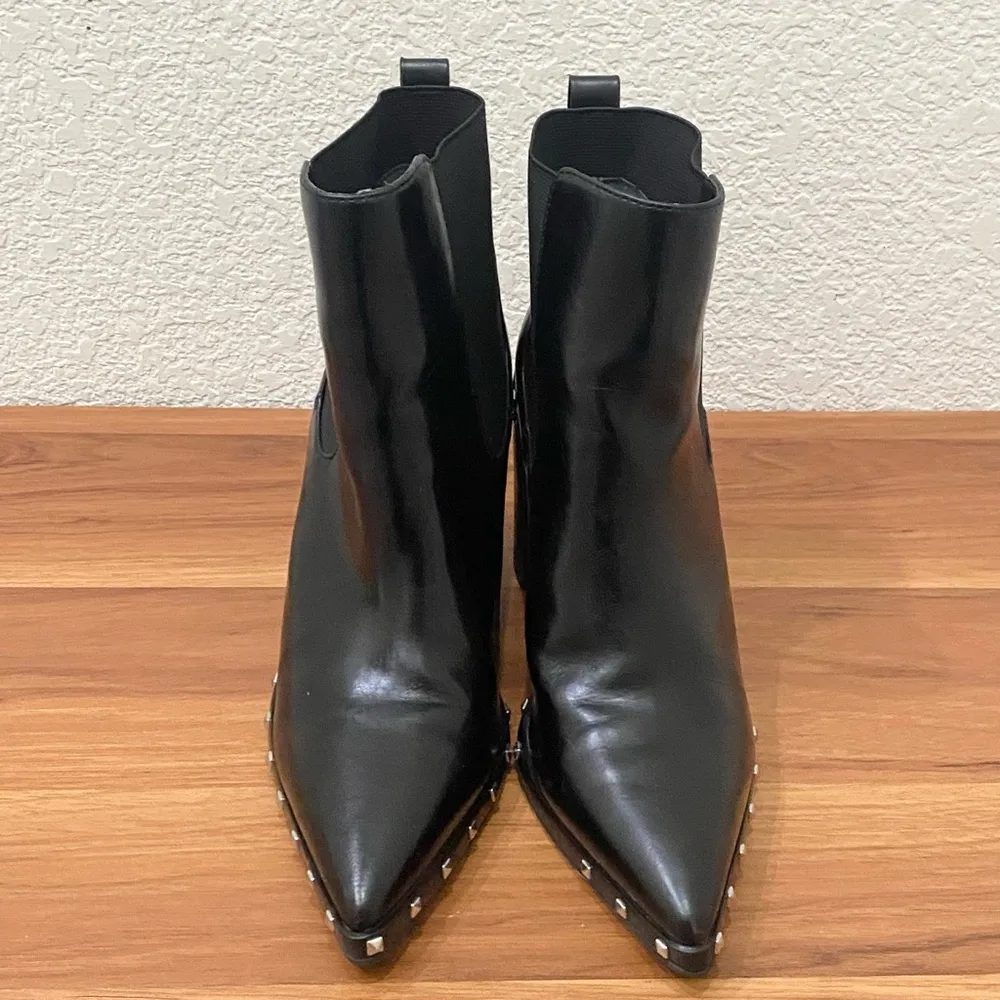 CHARLES by Charles David Dodger Black Pointy Studded Chunky Chelsea Booties 6.5 - Image 4