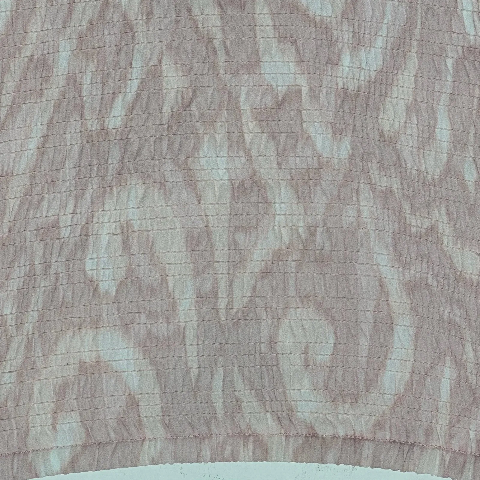 Halogen Pink White Print Smocked Square Neck Long Sleeve Top Size Large - Image 6