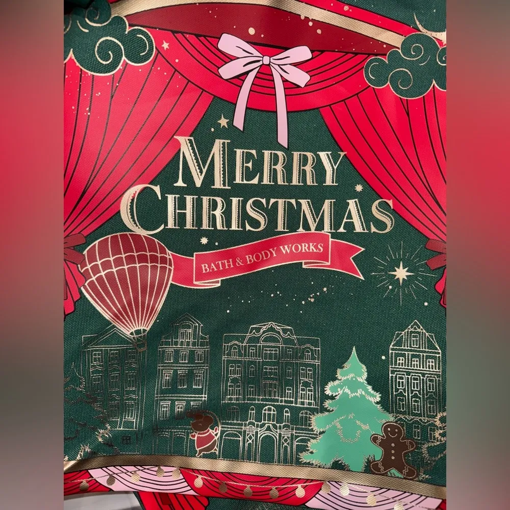 MERRY CHRISTMAS Red & Green Shopper Tote Bag Large Size - Image 3