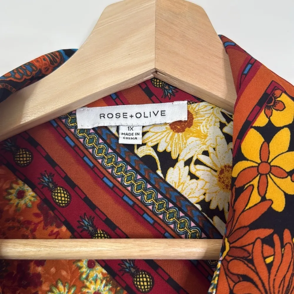 Rose & Olive multicolor butterfly print button down - Image 8