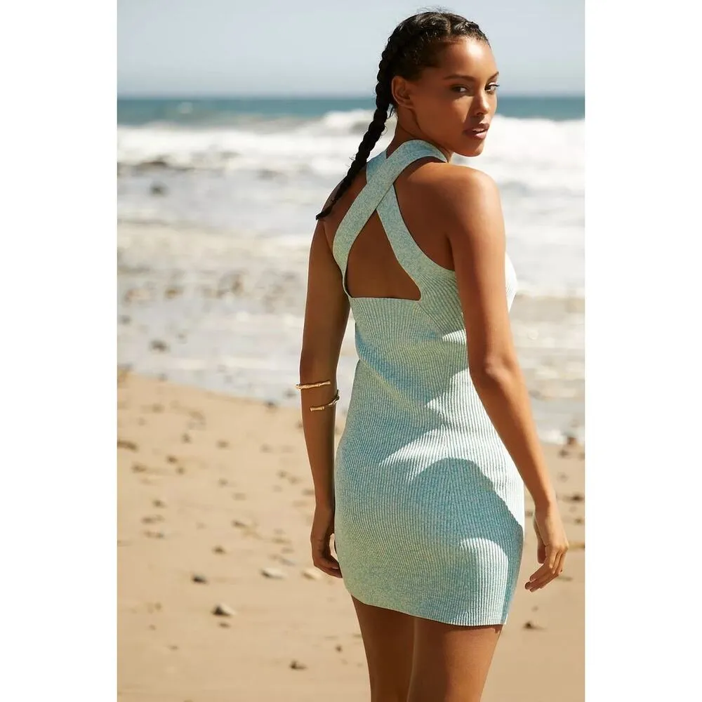 Solid & Striped Marissa Ribbed Knit Crisscross Halter Beach Mini Dress Size S - Image 2