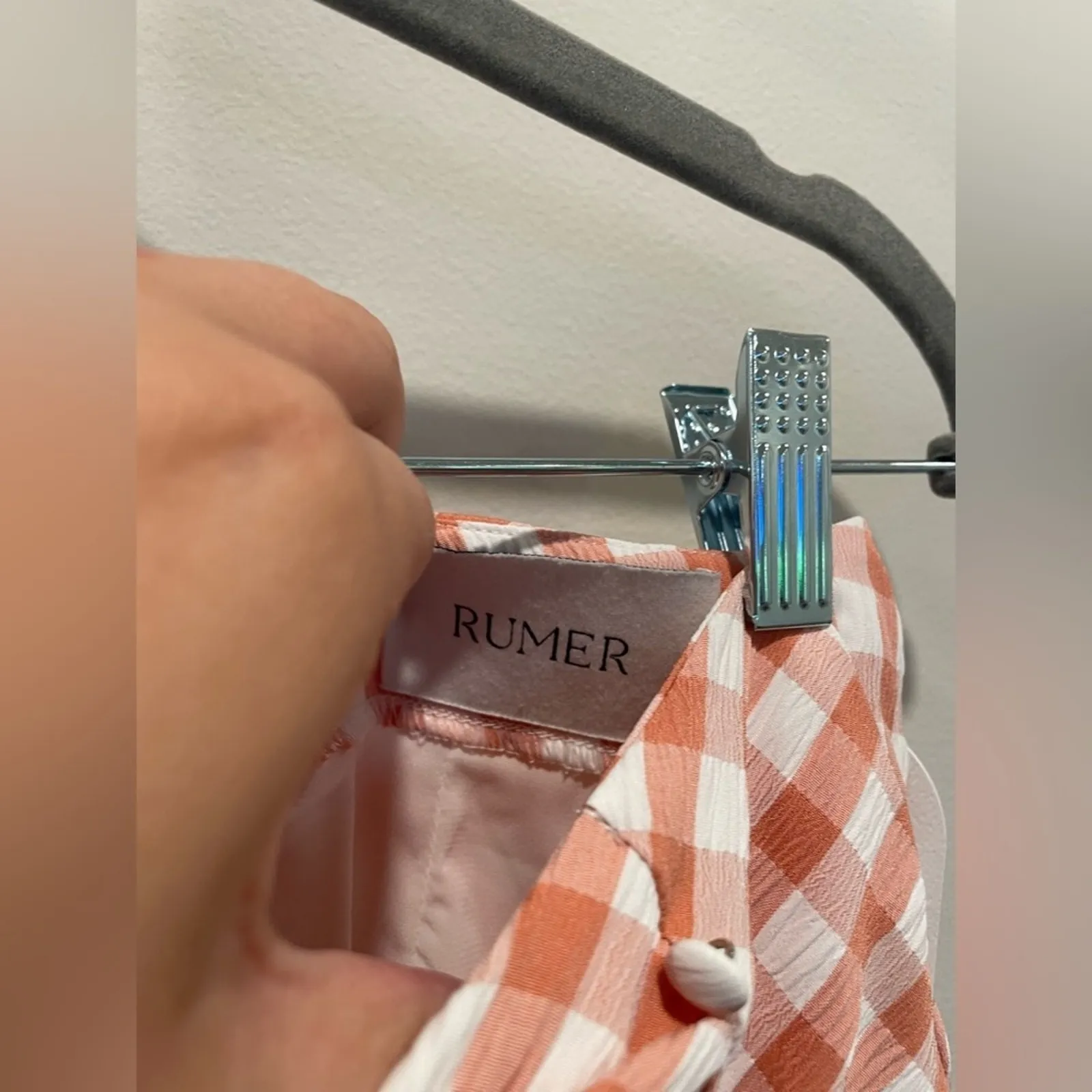 Rumer Bisou Ruched Gingham Maxi Skirt Size S‎ Red - Image 7