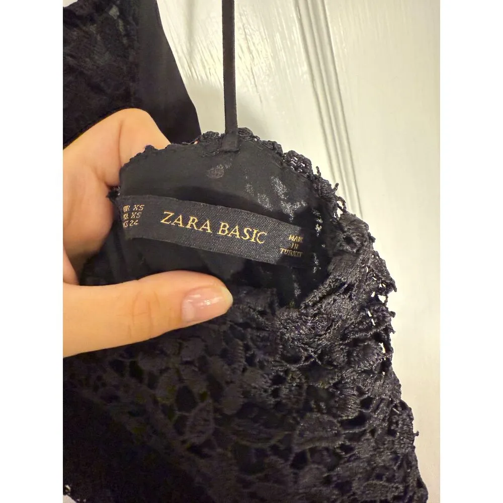 Zara Black Crochet Crossback Dress - Image 5