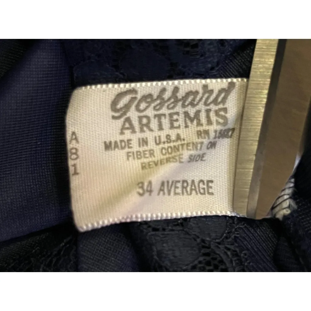 Vintage Gossard Artemis Full Slip Womens 34 Blue Lace Nylon Mini USA Used - Image 7