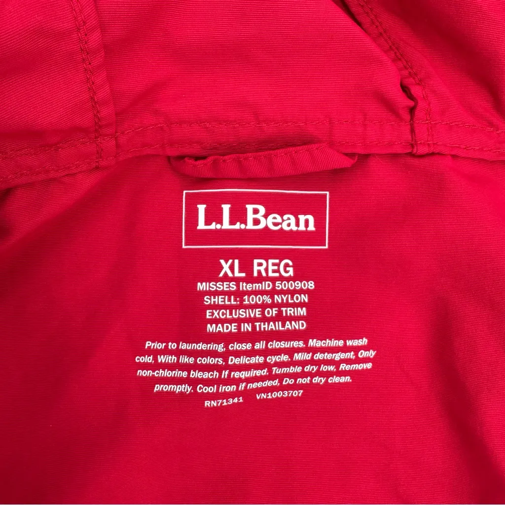 L.L. Bean Women’s Mountain Classic Anorak Red Blue Hood Raincoat Size XL Regular - Image 8
