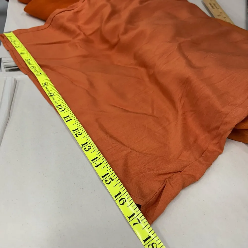 Womens Boho Wide Leg Loose burnt orange strapless Jumpsuit Side Pockets Small - Image 11