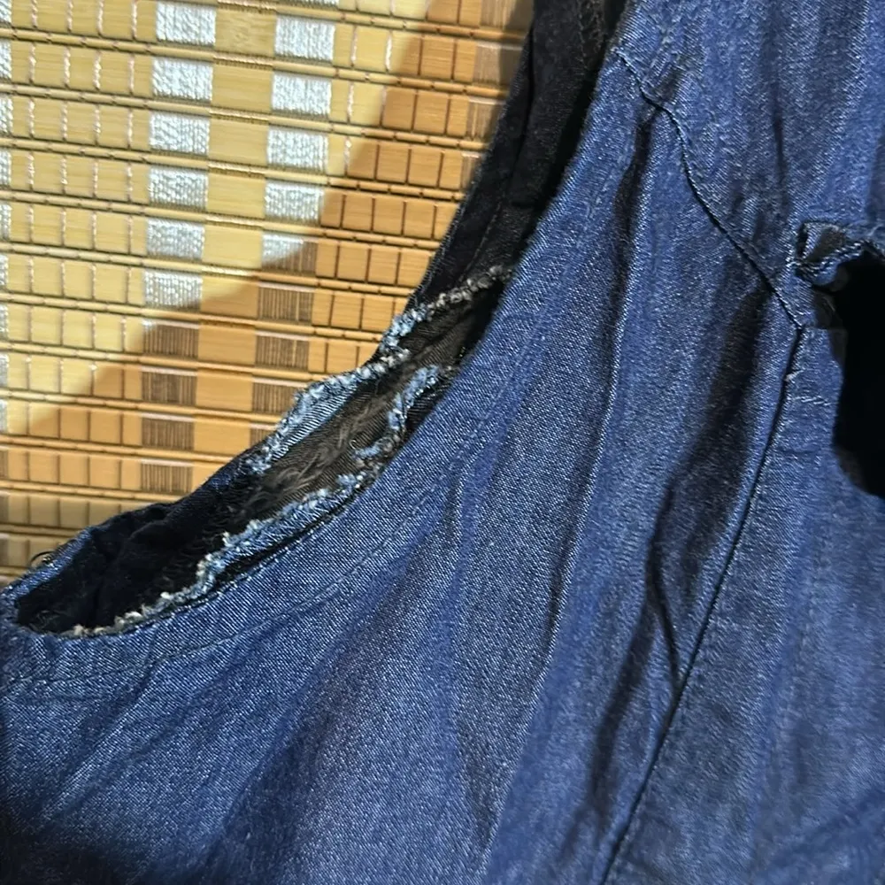 Woman Within Dark Blue Denim Zip and Snap Front Vest or Sleeveless Top 26/28 2X - Image 10