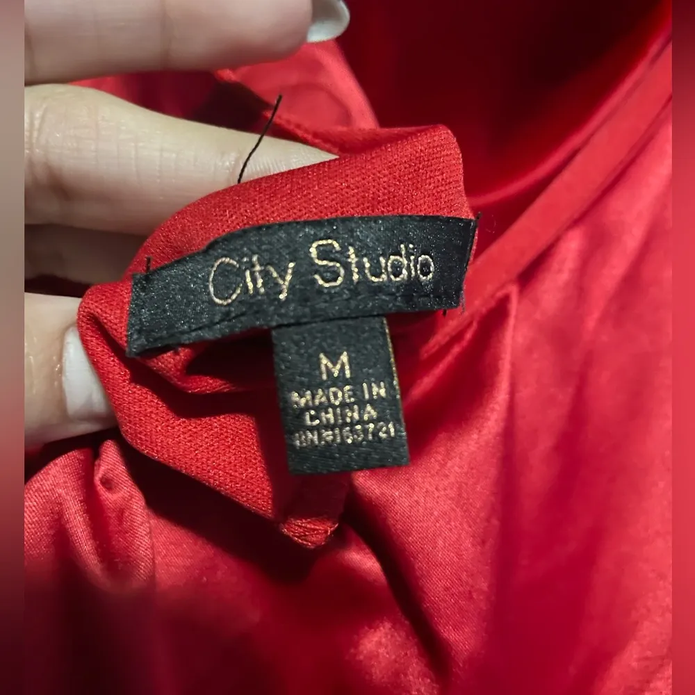 City Studios Red Satin Mini Dress - Image 3
