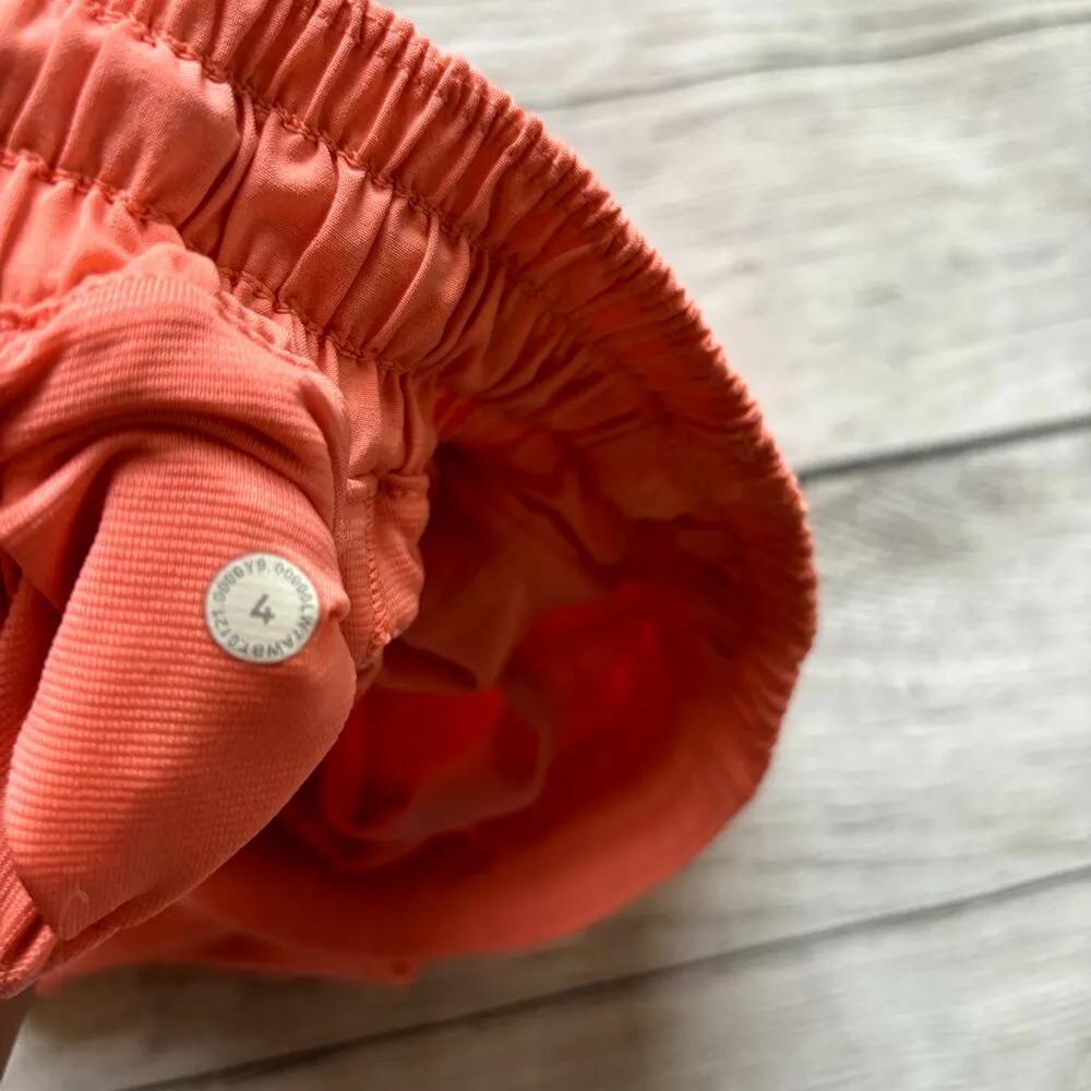 Lululemon Hotty Hot Short II Long 4" Sunset Orange Women Size 4 - Image 3