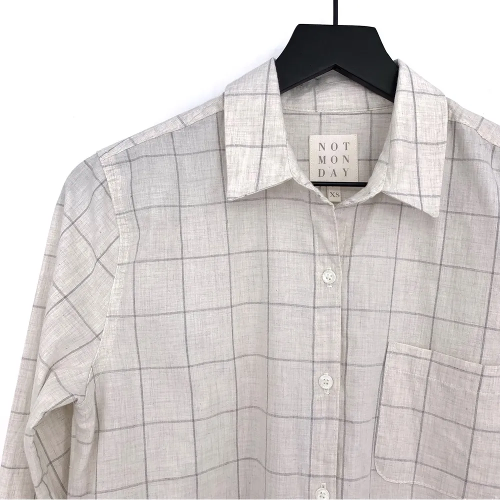 NOT MONDAY Kennedy Windowpane Shirt Light Grey XS - Image 2
