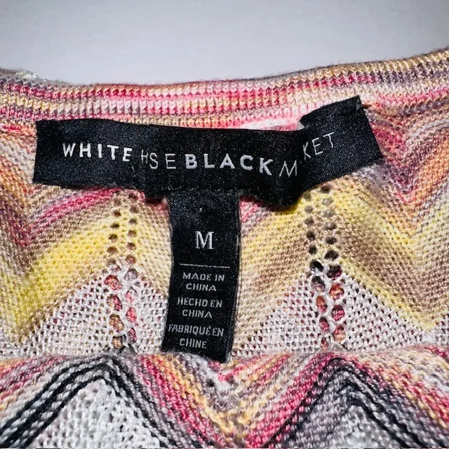 White House Black Market Knit Top Chevron Ruffle Sleeveless‎ Multicolor Size M - Image 14