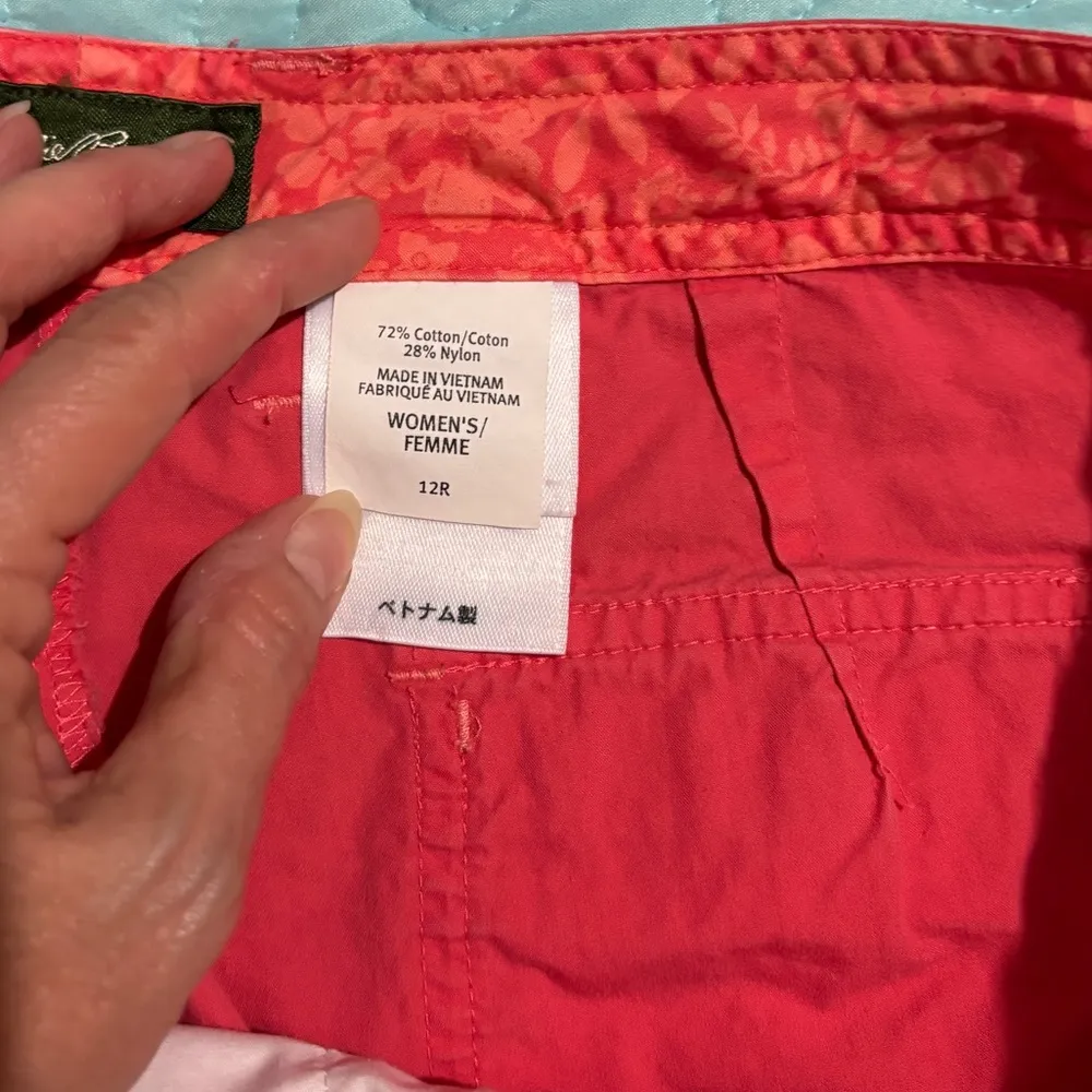 Eddie Bauer 12R Coral Pink Orange Cotton Nylon Drawstring Cargo Shorts - Image 7