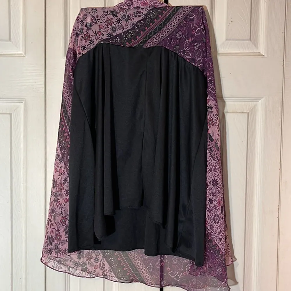 Luna Chix Purple Pattern Block Floral Asymmetrical Hemline Skirt Large Jrs L Size undefined - Image 12