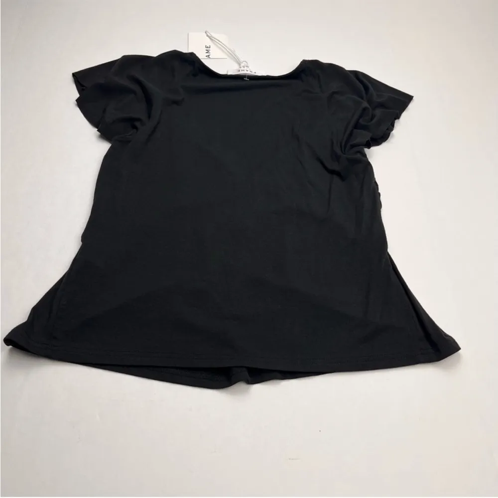 Frame Womens SZ Small Black Shirred Flounce Top Short Sleeve Style# LTWS1761 NEW - Image 8