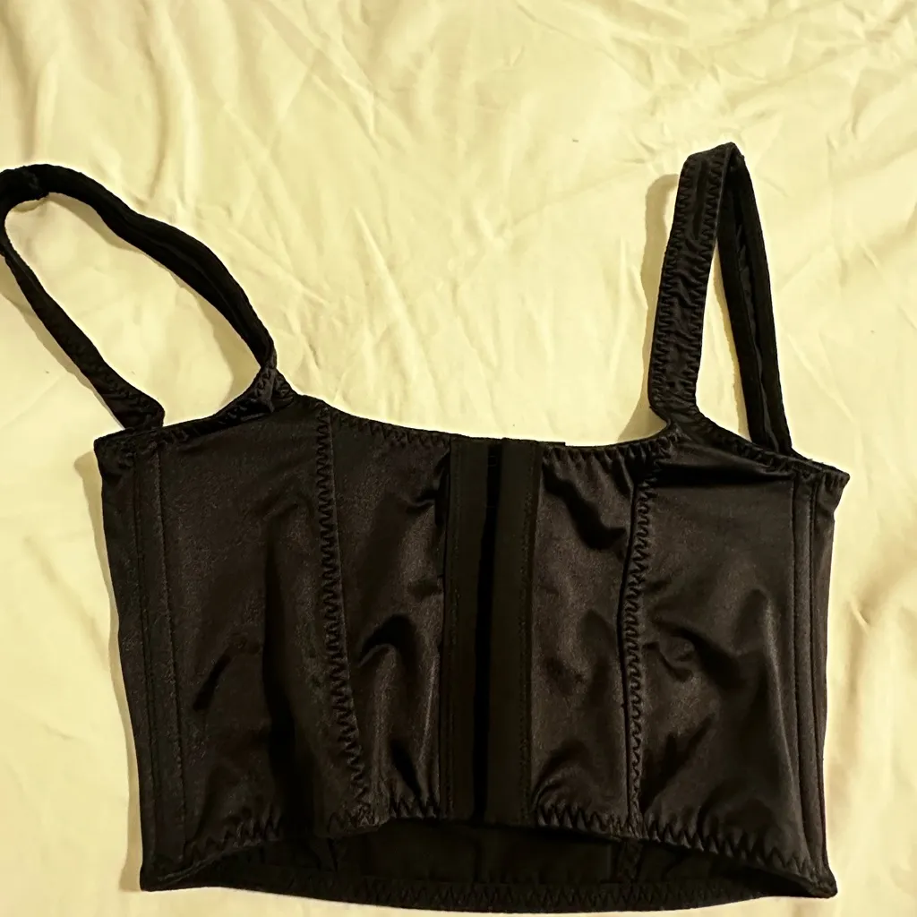 Black Satin Skims Rosette Corset Top - Image 4