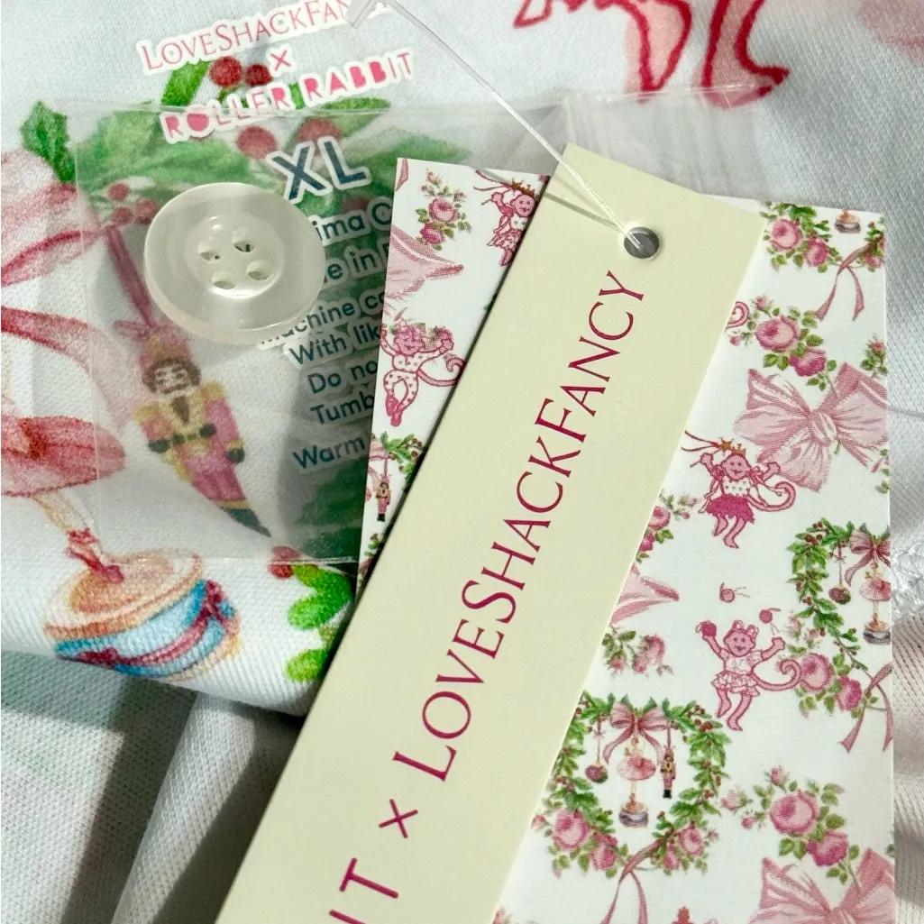 NWT Rare Roller Rabbit x LoveShackFancy Merry Monkey Beaux Polo Pajamas Set XL - Image 9