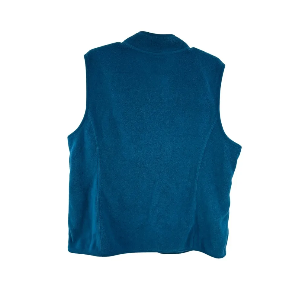 Karen Scott sport 1X Teal Fleece Vest plus size pockets zip up outdoor athletic Blue - Image 2
