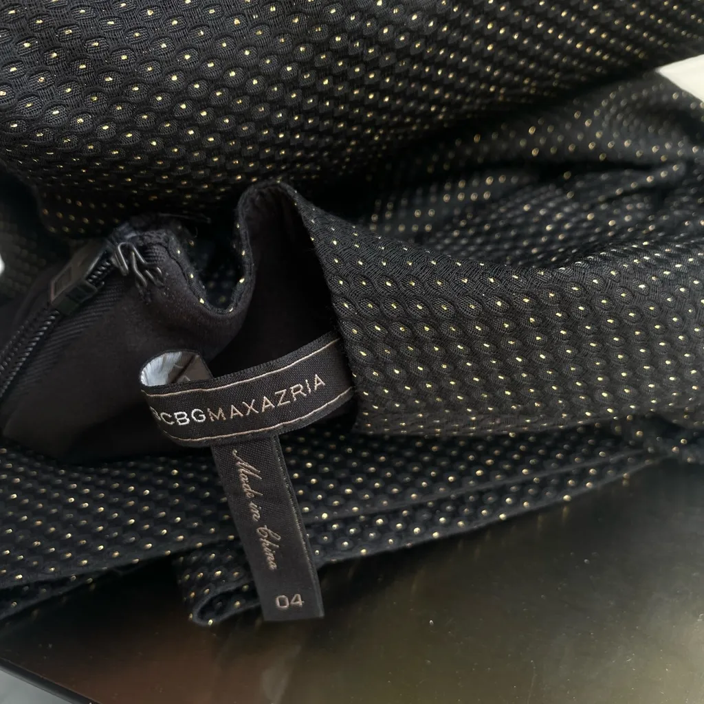 BCBGMAXAZRIA METALLIC BLACK GOLD COMBO METALLIC PUFF SHOULDER - Image 5