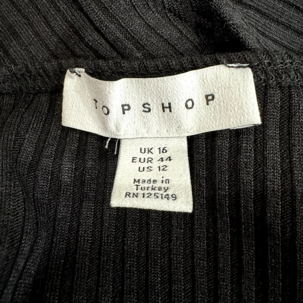 Topshop Square Neck Ribbed Bodysuit in Black, Size 12​​​ - Image 4