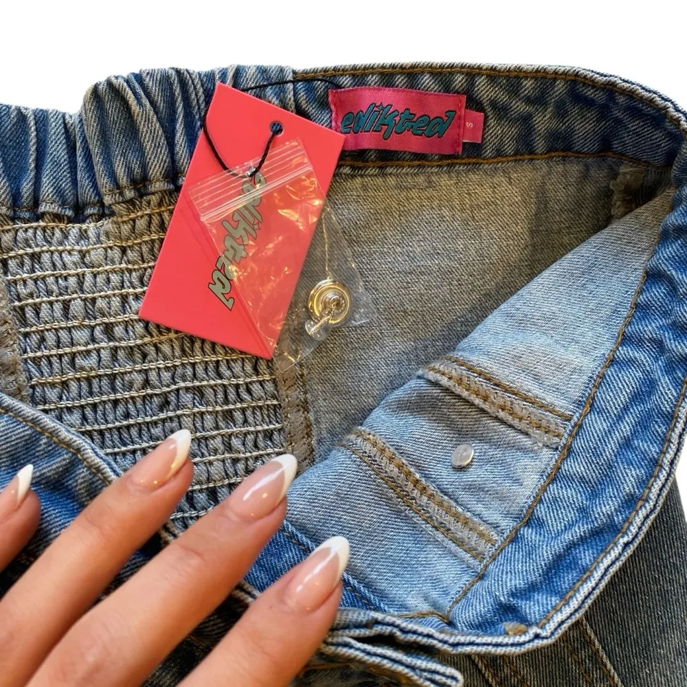 Edikted Denim Strapless Corset Bustier Top - Image 9