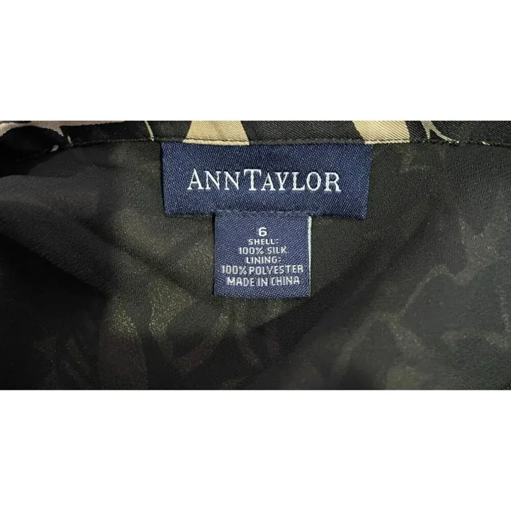 Ann Taylor Silk Lined Floral Print Mini‎ A Line Skirt Size 6 Dark Brown Beige - Image 8