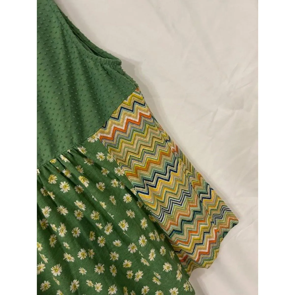 Cato Women’s Boho Festival Green‎ Mixed Media Linen-Blend Tank Top Size L - Image 6