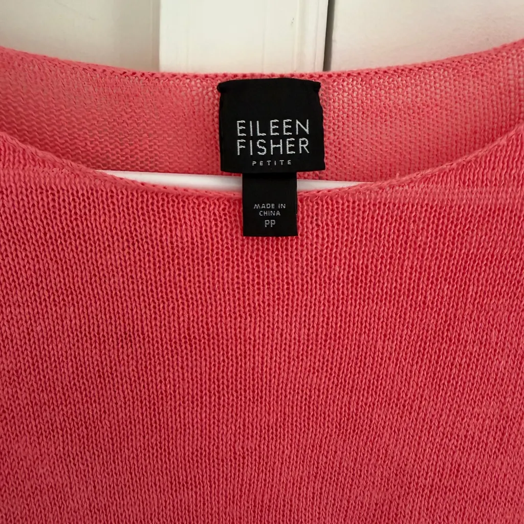 Eileen Fisher Women Sweater XS P Linen Round Neck Pullover Jumper Open Knit Pink - Image 4