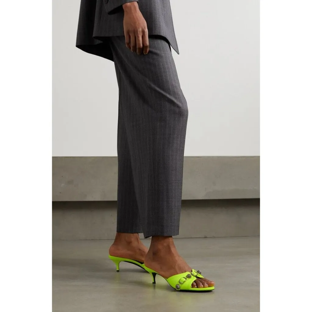 BALENCIAGA Cagole Mules in Fluo Yellow & Palladium 37 with box Womens Heels - Image 16