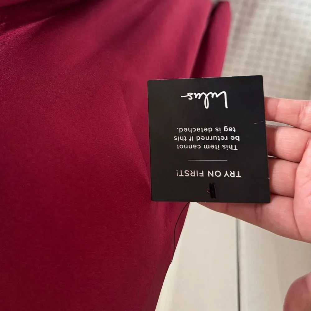 Lulus Truly A Fantasy Merlot Burgundy Satin Convertible Maxi Dress Size Small - Image 14