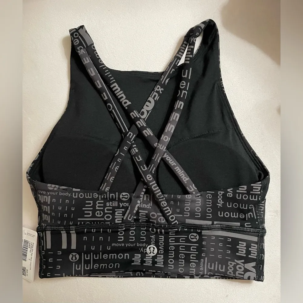 Lululemon NWT Energy High Neck Longline Bra Ombre Black Graphic Crop Top Size 2 - Image 8